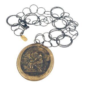 Pyrrha Bronze 925 Athena Minerva Wisdom Owl Necklace Intaglio Talisman Necklace